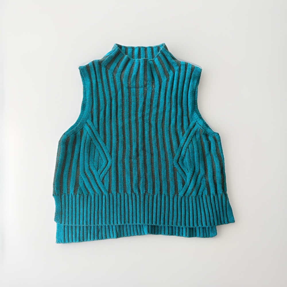 Sundance Sweater Vest Womes Large Turquoise Cable Knit Sleeveless Sweater